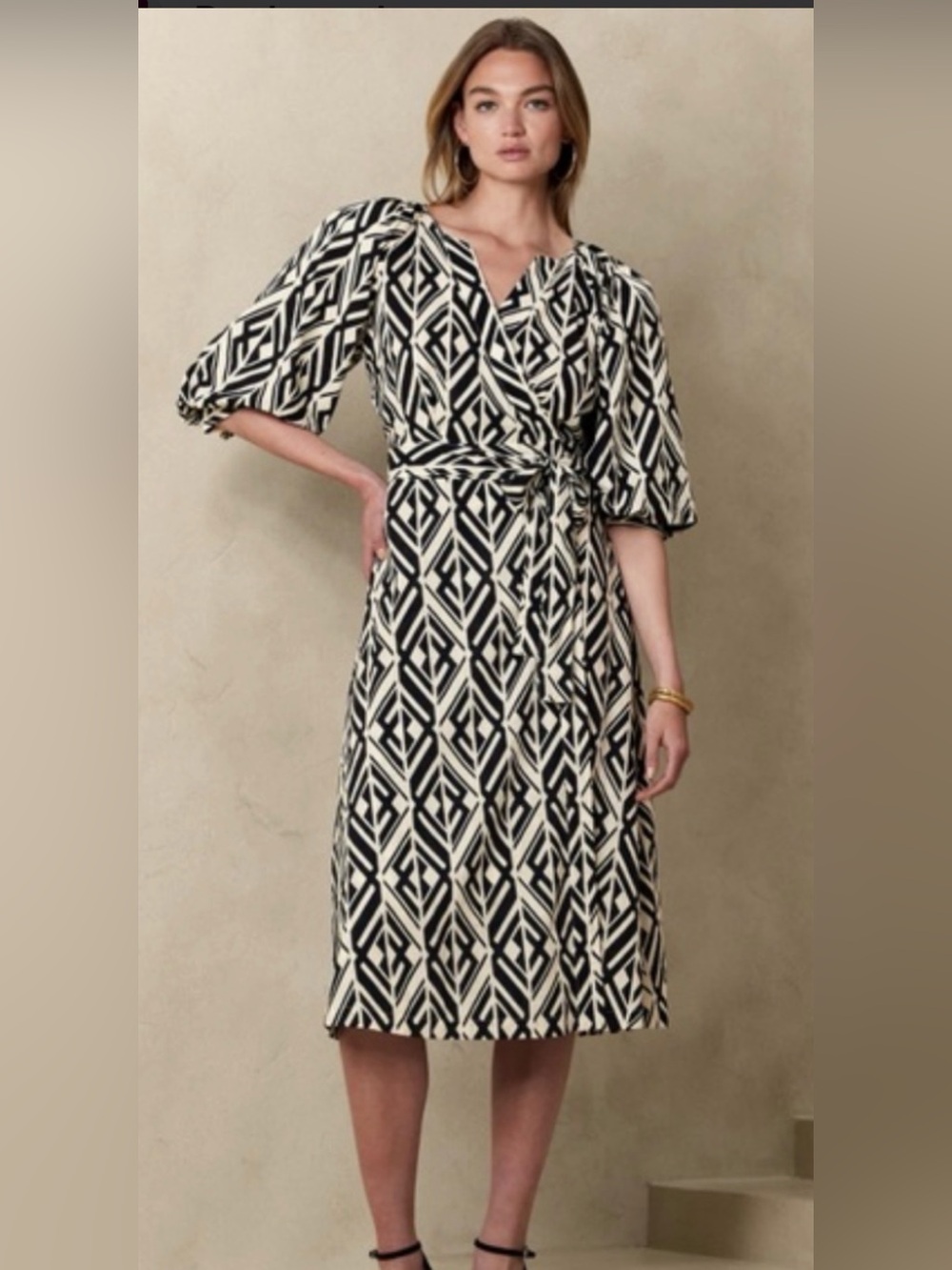 Banana Republic Balloon Sleeve Midi Wrap Dress XSP